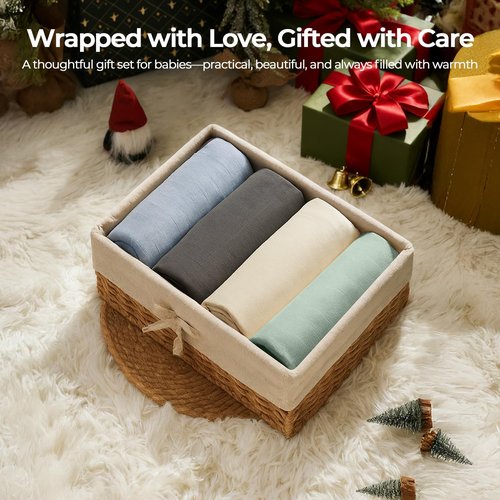 CottCare Muslin Swaddle Blankets - Ultra Soft & Breathable 4-Pack | Large 45''x45'' Baby Wraps