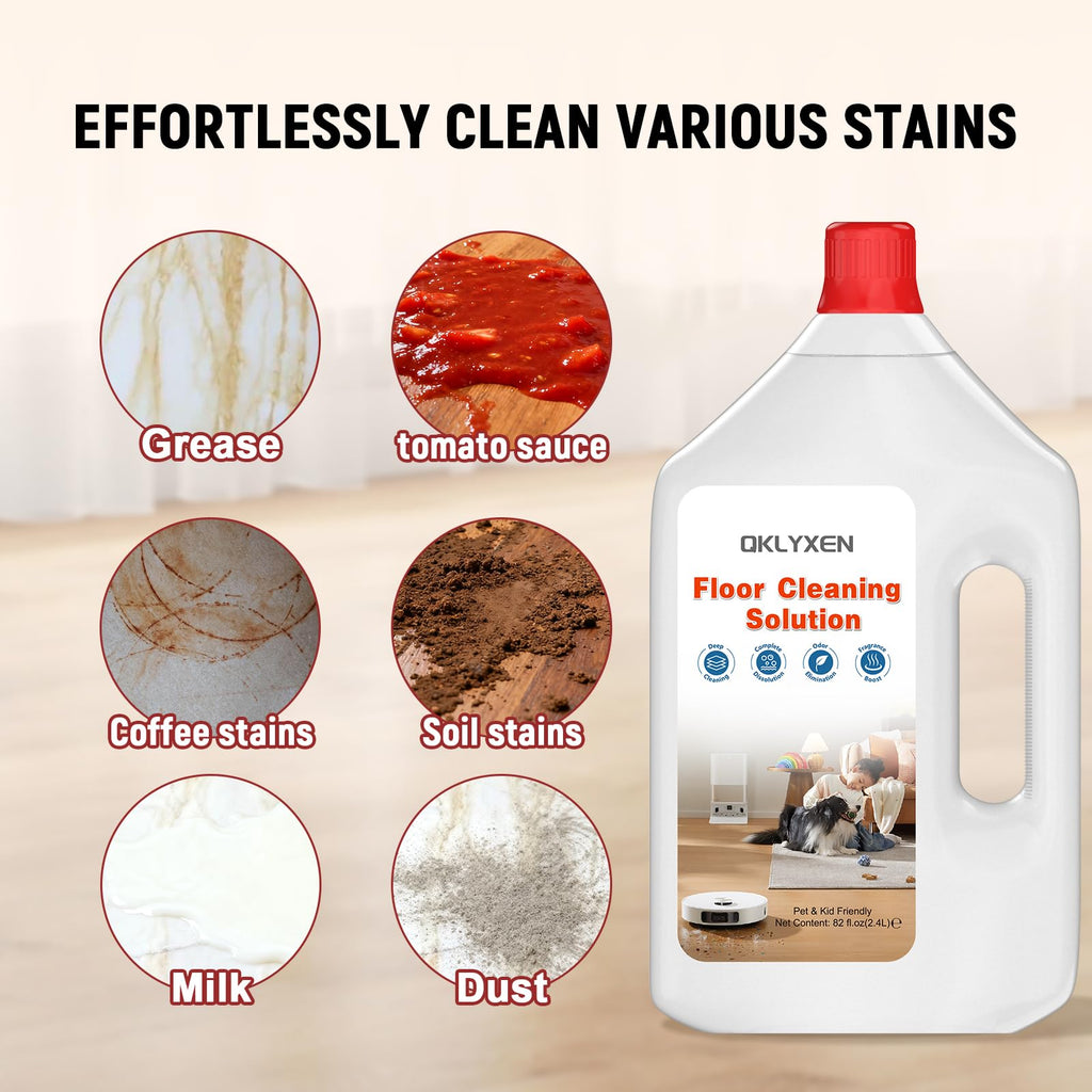 QKLYXEN Floor Cleaning Solution Compatible with Roborock – 82 FL OZ Original Floor Cleaner – Long-Lasting, Fresh– For All Robot Vacuums with Mopping & Cordless Wet/Dry Vacuum Mop Cleaner