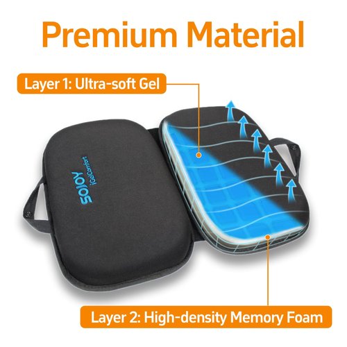 Sojoy iGelComfort 3 in 1 Foldable Gel Seat Cushion Featured with Memory Foam (A Must-Have Travel Cushion! Smart, Easy Travel Cushion) (Size: 18.5“ x 15" x 2")