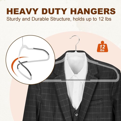 HOUSE DAY Heavy Duty Plastic Hangers - Non-Slip Design with Rubber Pads | 30 Pack, Space-Saving White Closet Organizer