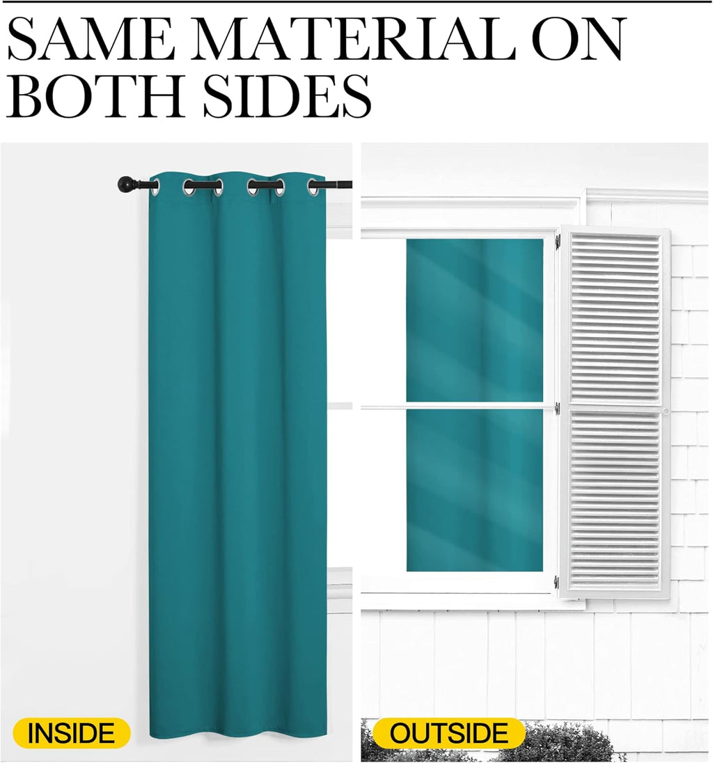 NICETOWN Blackout Curtains - Thermal Insulated Room Darkening Panels for Elegant Bedrooms | Peacock Teal, 54" Length (2 Pieces)