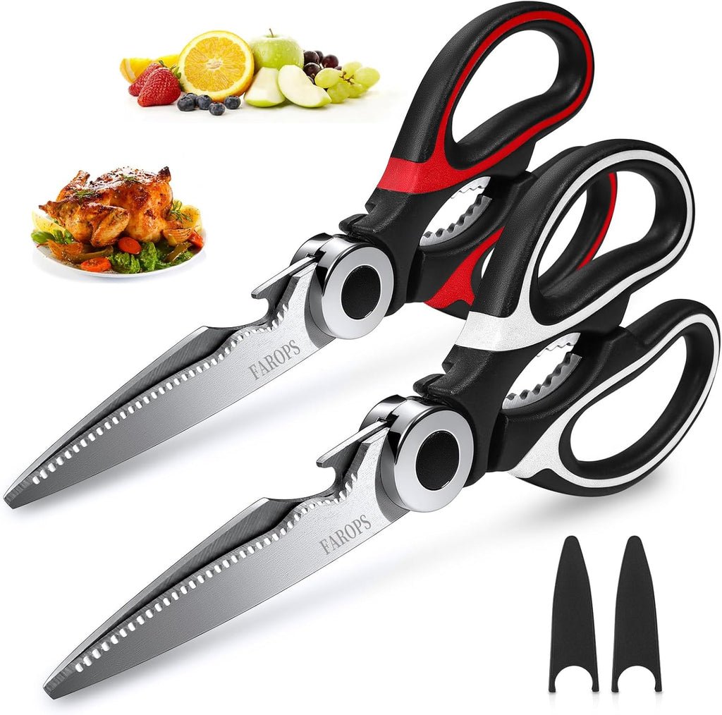 Raptor Kitchen Scissors - Heavy Duty Stainless Steel Meat Shears | Dishwasher Safe, 2-Pack Set
