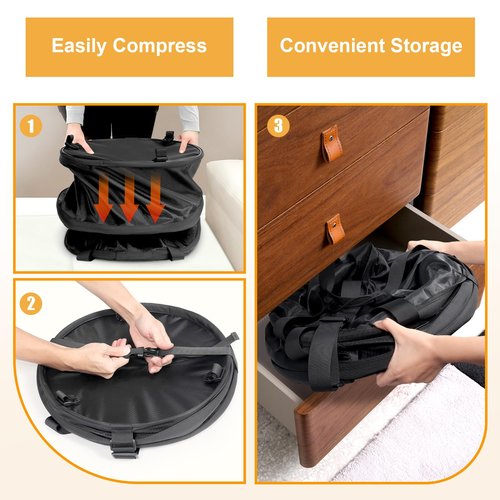 Bukere Laundry Hamper with Wheels, Extra Large 3 in 1 Pop Up Rolling Laundry Basket, Collapsible Freestanding Wheeled Laundry Carry Bag for Storage, Laundry Room, Bathroom, Apartment, College Dorm