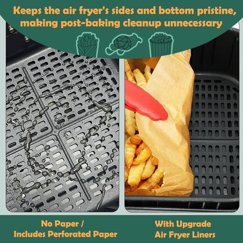 BYKITCHEN Air Fryer Liners - 10 Inch Square Parchment Paper for XL Air Fryers | Set of 50