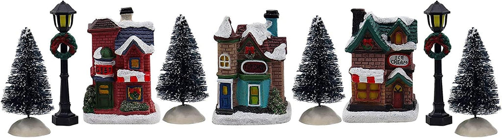Resin Christmas Village Set - Charming Figurines, Houses & Accessories for Festive Indoor Decor