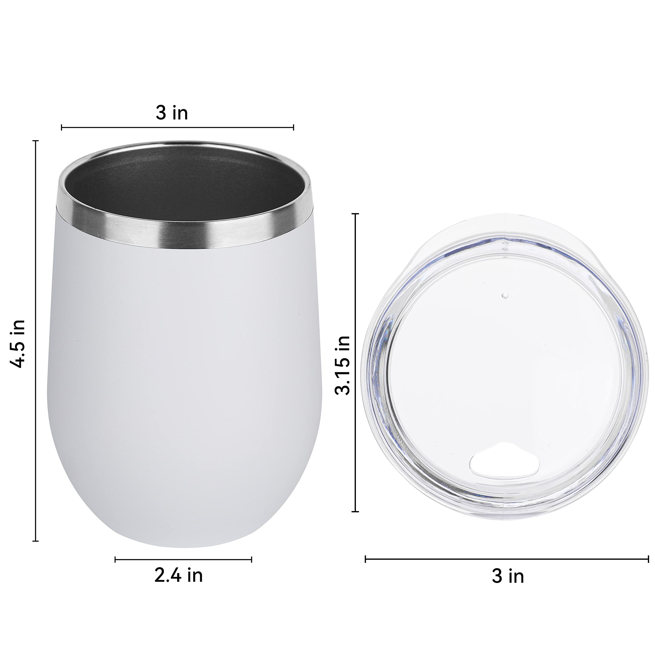DOMICARE Stainless Steel Wine Tumbler Bulk with Lid, Personalized White Insulated Tumblers Set, 12oz Travel Coffee Cups Pack of 16
