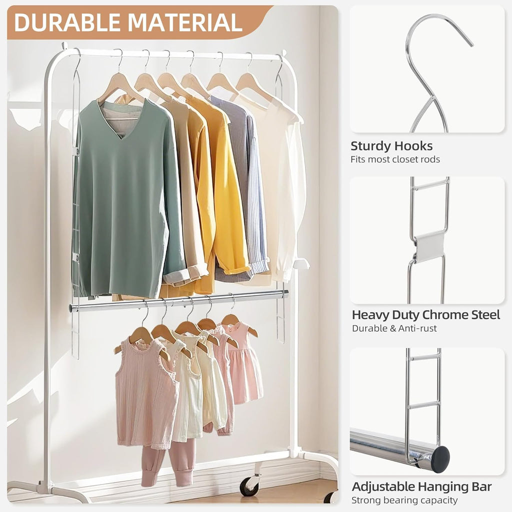 Storage Maniac Adjustable Closet Hanging Rod - Space-Saving Organizer for Clothes | Chrome Finish, 1 Pack