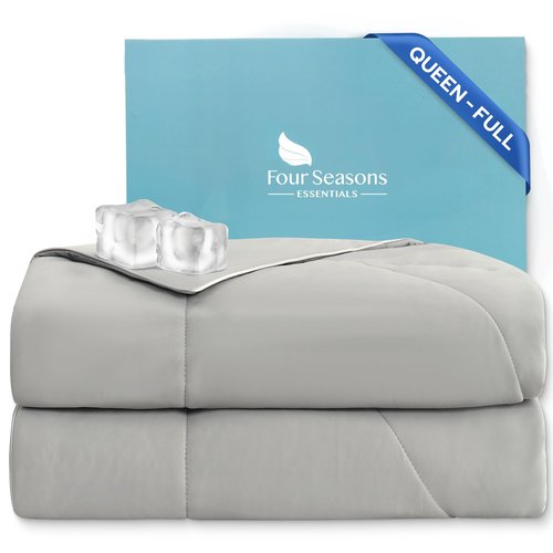 Four Seasons Essentials Cooling Comforter - Queen Size 90" x 90" - Gray