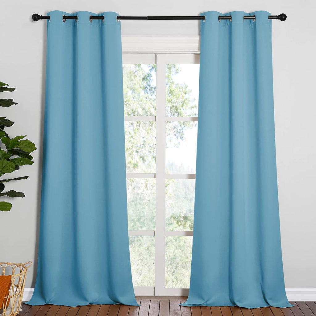 NICETOWN Room Darkening Curtain Panels - Energy-Efficient Toddler Boy Drapes, Teal Blue | 42"W x 95"L (2 Panels)
