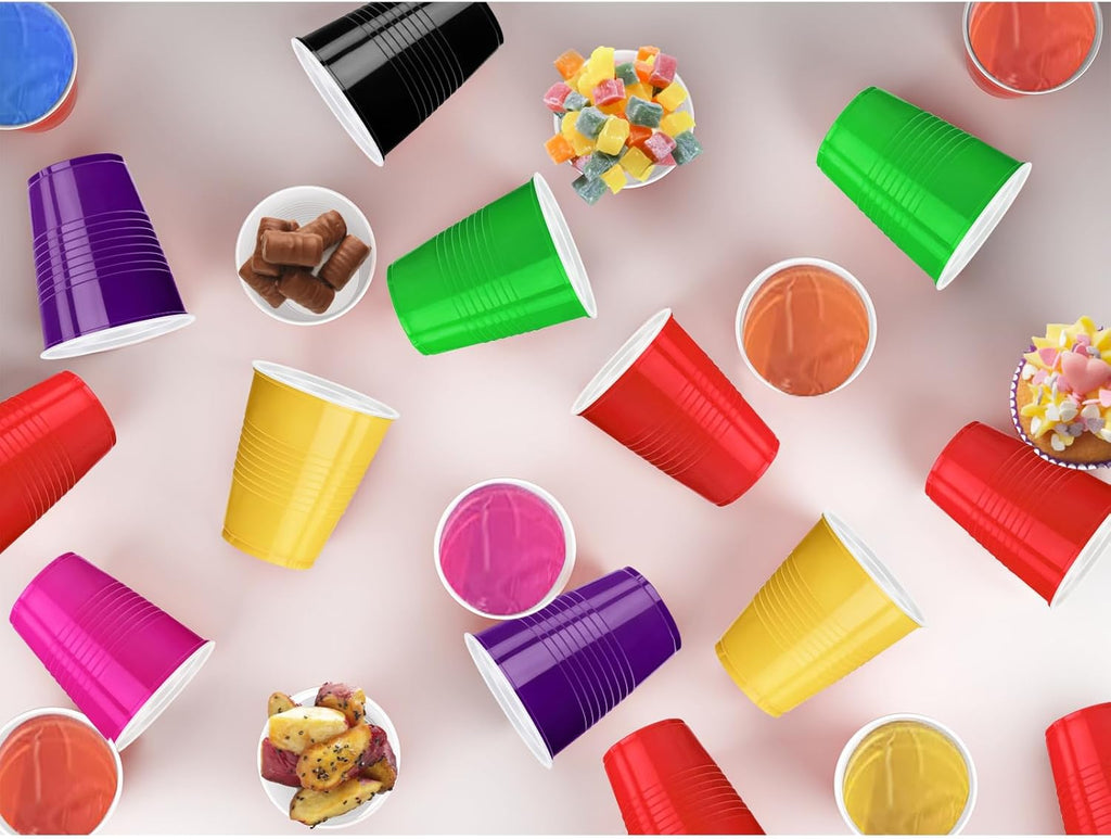 Skiennix 120 Pcs 12 Oz Colorful Plastic Cups - Disposable Party Cups for Thanksgiving & Picnics