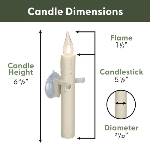 612 Vermont Vintage LED Window Candles - Battery Operated with Timer | Bright Warm White Glow (Pack of 4)