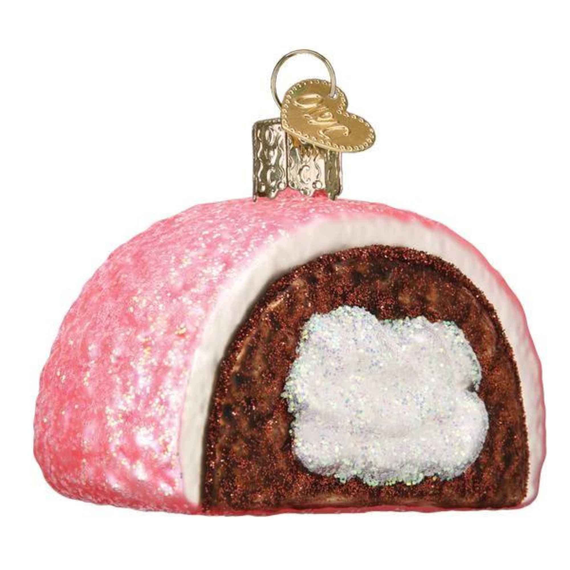 Old World Christmas Hostess Snoball Glass Blown Ornament for Christmas Tree, Handcrafted Holiday Decoration, Snack Collection