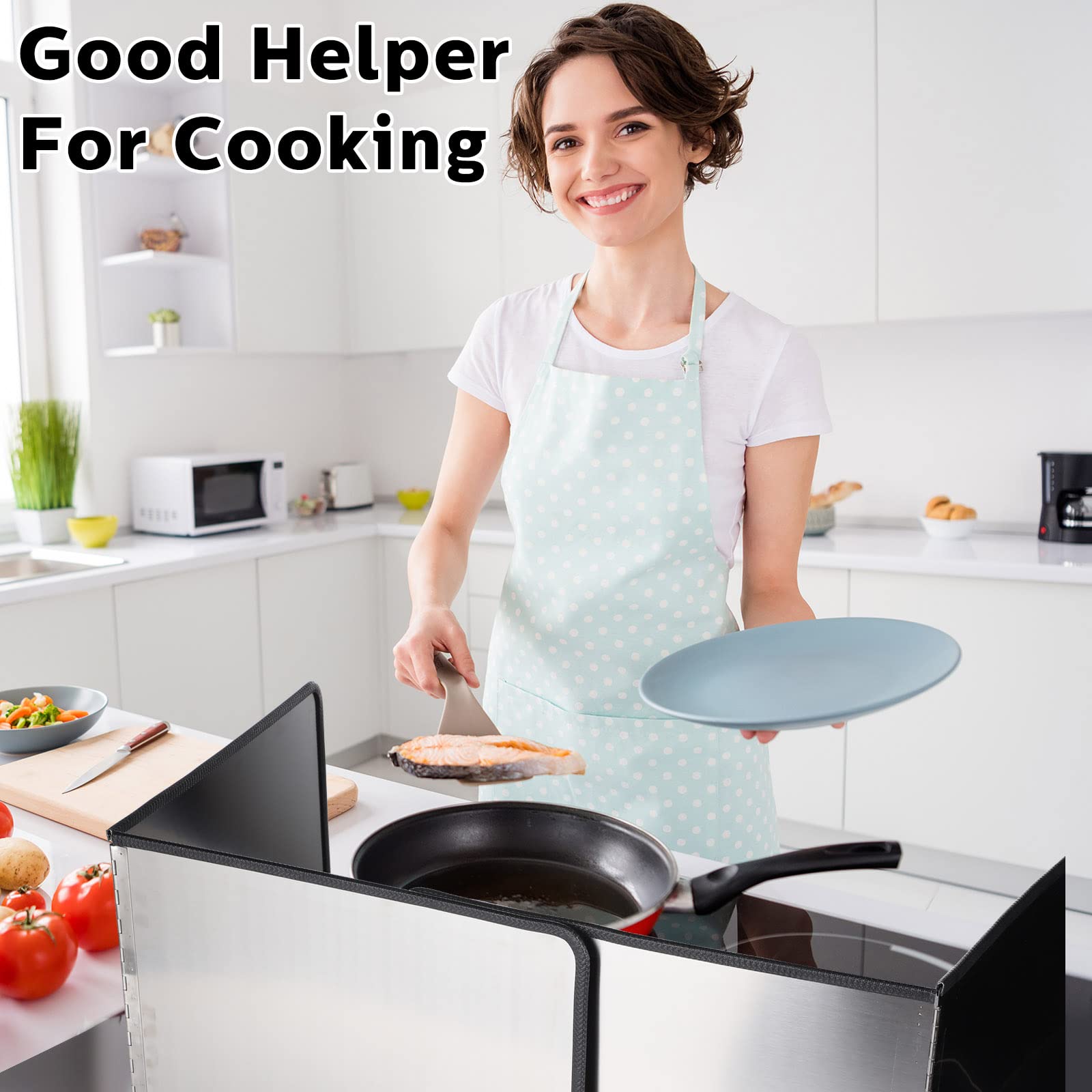 Grease Splatter Guard 2 Pieces 2 Sided Splash Guard for Stove Foldable Backsplash Protector Behind Stove Nonstick Stainless Steel Backsplash for Stove Screen Protector (15.75 x 15.75 Inches)