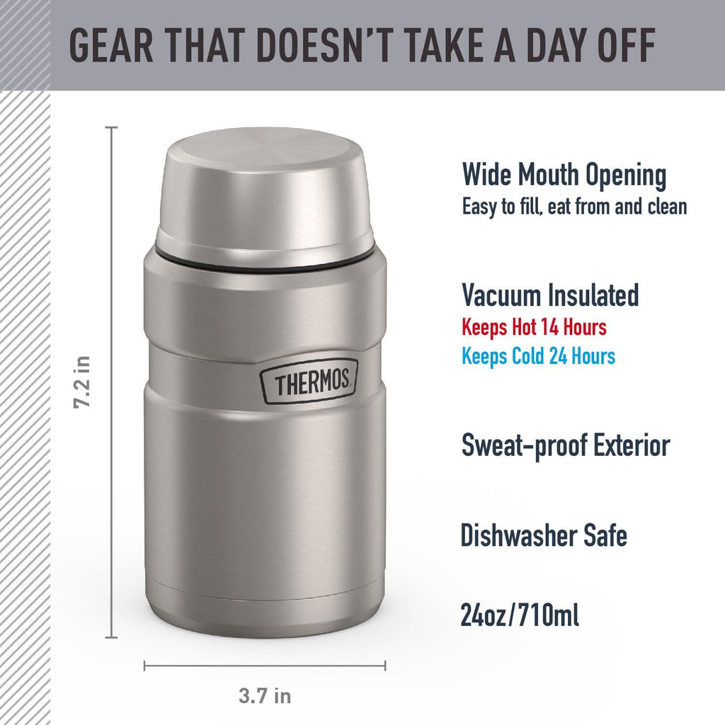 THERMOS Stainless King Vacuum-Insulated Food Jar - 24 Ounce, Durable Matte Steel Finish