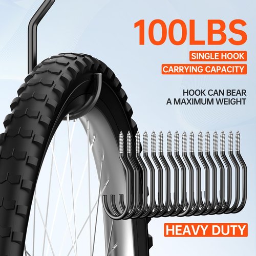 GURADESIGN Heavy Duty Bike Hooks - 16-Pack, 100 LBS Capacity, 6 Inch for Garage Wall & Ceiling