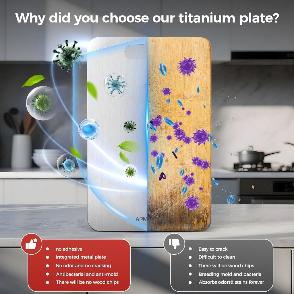 Titanium Cutting Board Set - 100% Pure Titanium, Double-Sided & Non-Toxic | Ideal for Charcuterie & Meat (3 Pack)