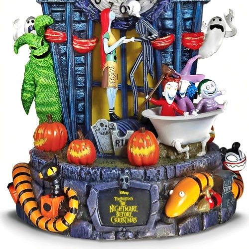 Bradford Exchange | Tim Burton's The Nightmare Before Christmas Wall Clock - 30th Anniversary, LED Lights, 11-Inch