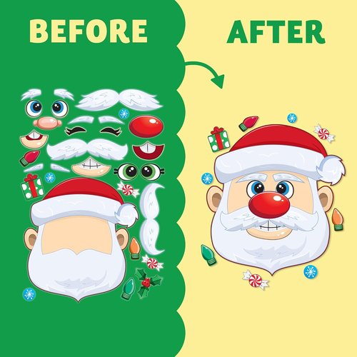 JOYIN Christmas Make-A-Face Stickers - 24 Pcs Mix and Match Character Sheets for Kids' Party Favors