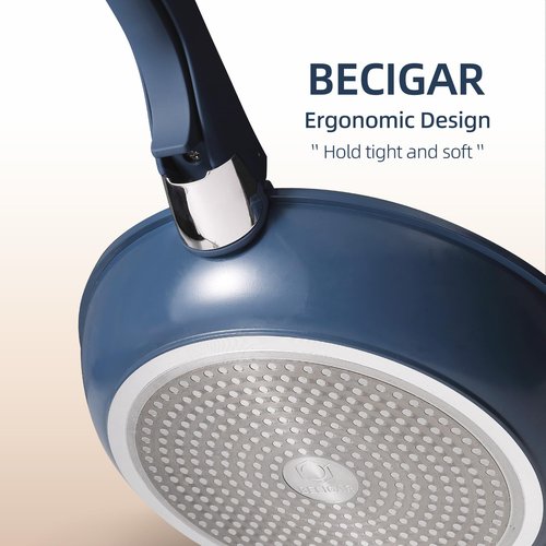 BECIGAR 8PCS Ceramic Cookware,Nonstick Pan, Removable Handle Ceramic Pots and Pans Set, Stackable Set, Nonstick Pan Pots and Pans Set Non Stick pot(Blue)