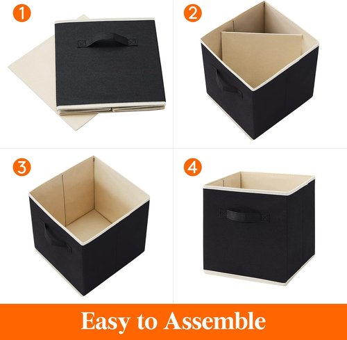 Lifewit Storage Cubes - Foldable Decorative Fabric Baskets for Home Organization | 11 Inch, 18L, Black, 6 Pack