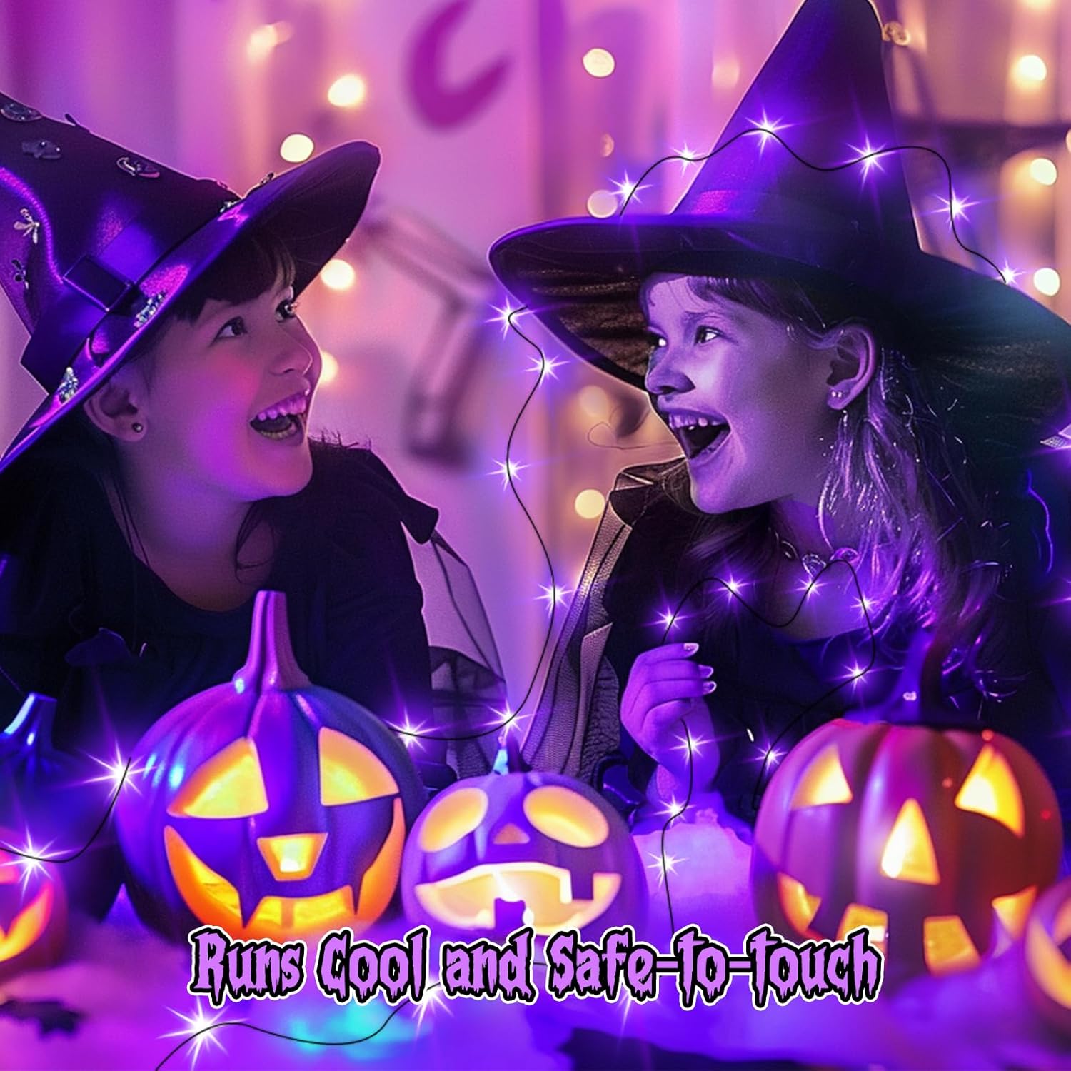 Minetom 6 Pack Purple Fairy Lights - 7ft Battery Operated Waterproof LED String Lights for Halloween Decor & Crafts