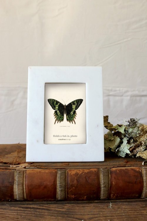 Creative Co-Op Marble Photo Frame, White
