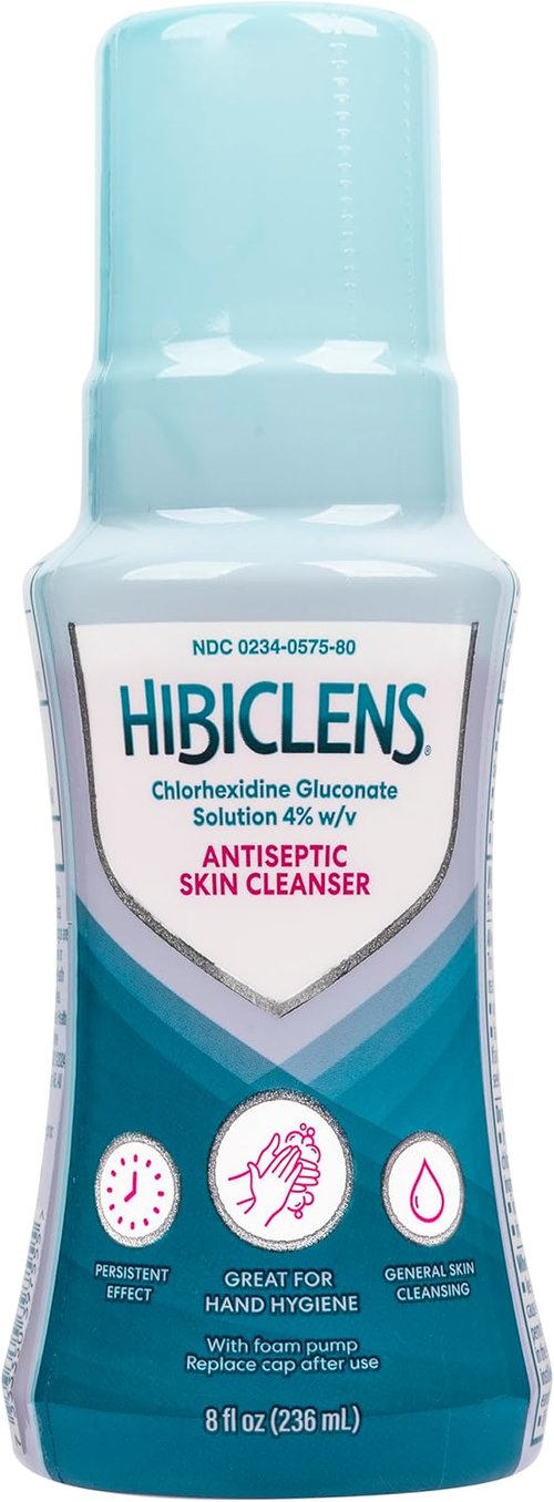 Hibiclens Antimicrobial Soap - Foaming Skin Cleanser with 4% CHG - 8 oz for Home & Hospital Use