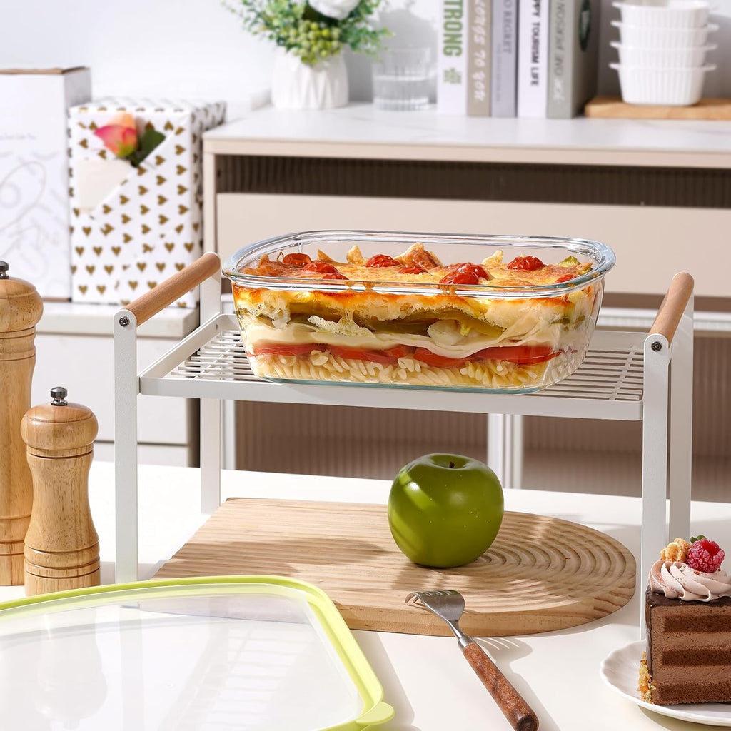 NUTRIUPS 9 x 9 Glass Baking Dish Set - 2.75QT Deep Oven Safe Pan with Lid | 2 Pack in Yellow