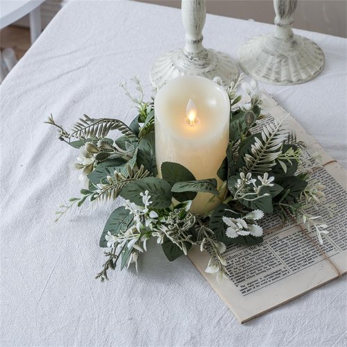 Eucalyptus Leaves Wreaths by [Brand Name] - 10 Inch Boho Candle Rings for Home Decor | 2 Pack Green