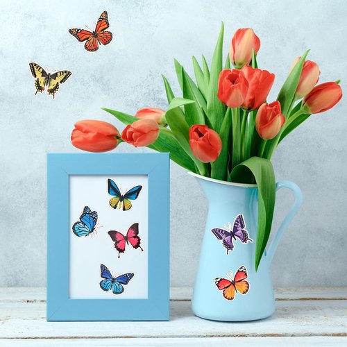 Feifeiya Butterfly Stickers - 500 Pcs Colorful Self-Adhesive Gift Labels | 1.5 Inch for Scrapbooking