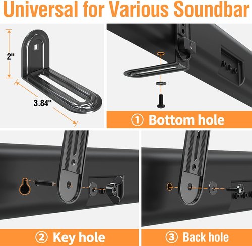 ELIVED Soundbar Mount - Adjustable TV Bracket for 23-90" TVs | Fits Most Sound Bars Up to 15 lbs