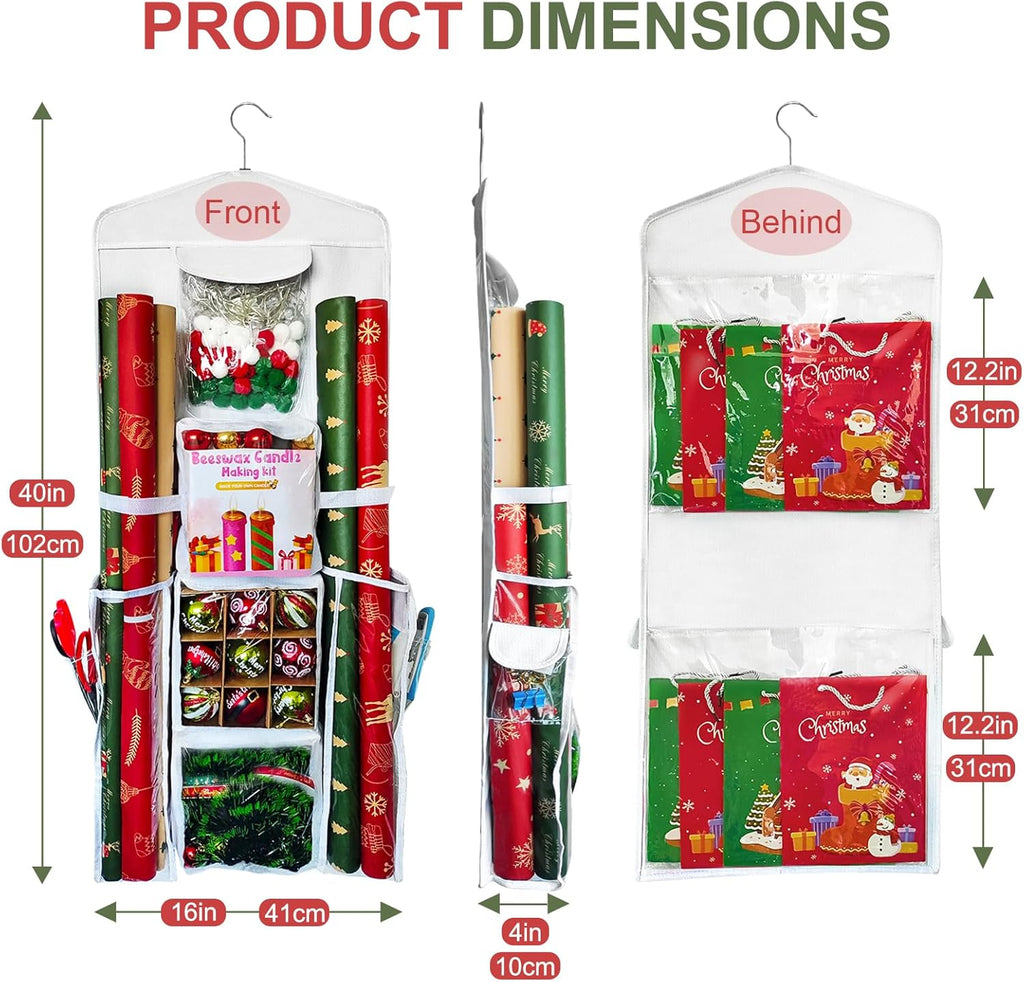 Regine Switzerland Hanging Gift Organizer - Double-Sided Storage for Wrapping Paper | Black