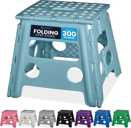 Handy Laundry Folding Step Stool - Lightweight & Sturdy for Adults and Kids - Easy One-Flip Open - Teal, 13 Inch