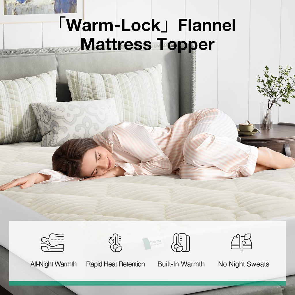 Novilla Fleece Mattress Topper Queen, Warm Sherpa Mattress Pad, Cloud-Like Soft Bed Cover for Winter, Deep Pocket fits up to 21", Machine Washable