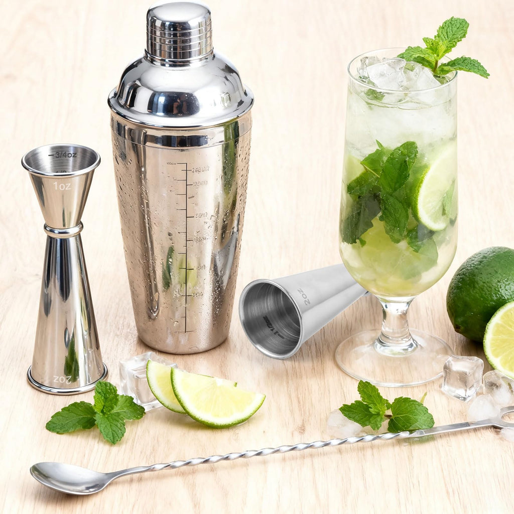 2 Pack Jigger for Bartending, 2 OZ 1 OZ Double Shot Cocktail Measure Jiggers, Stainless Steel Measuring Cup Bartending Supplies (Silver)
