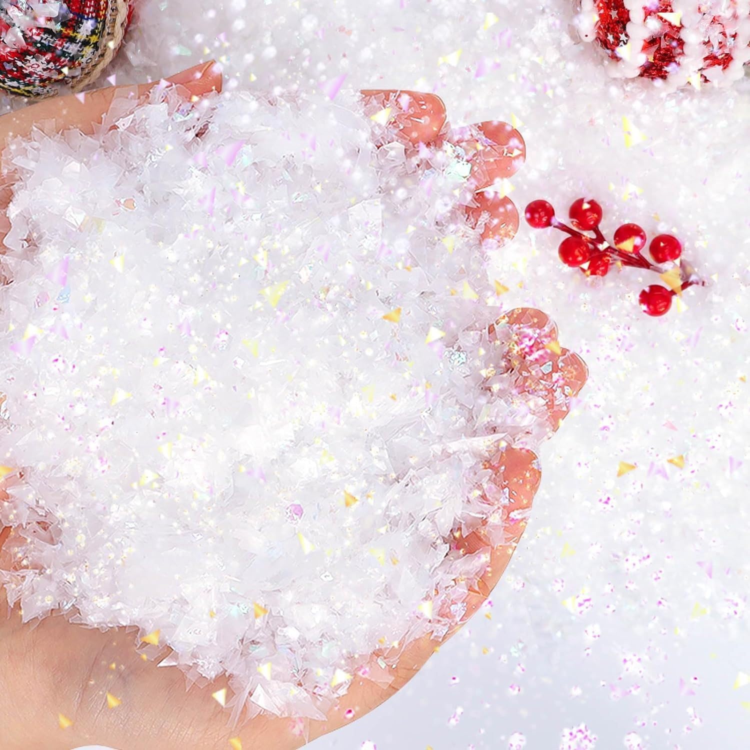 Skiennix Fake Snow Decoration - Sparkling Faux Snow for Winter Weddings & Christmas Decor (50g)