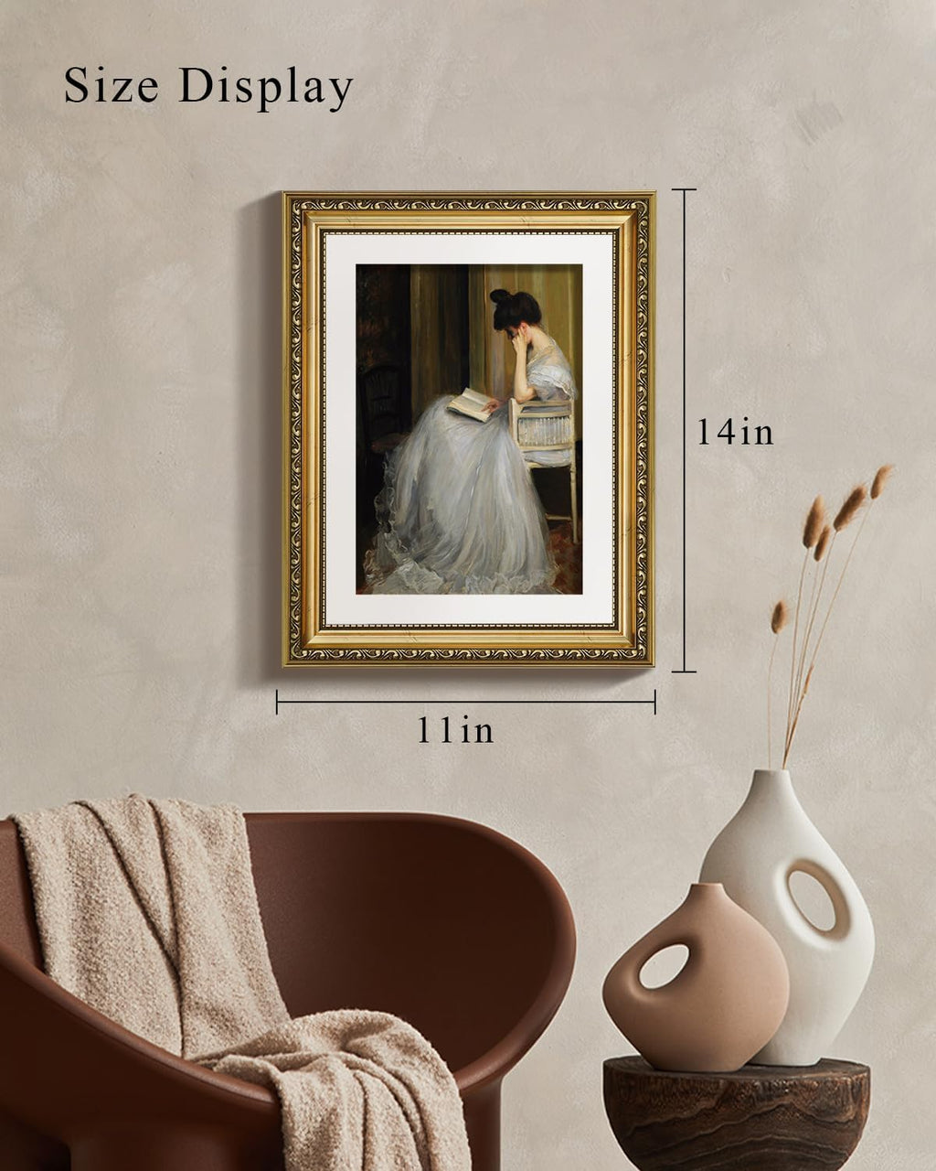 VIYYIEA Gold Framed Canvas Wall Art - Elegant Home Decor Print | 11x14in, White