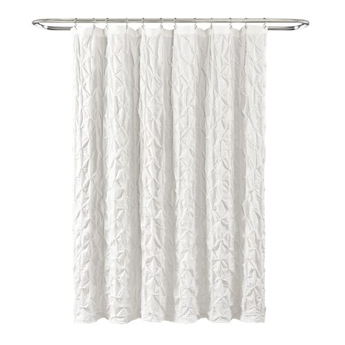 Lush Decor Ravello Pintuck Shower Curtain, 72" W x 72" L, White - Luxe Pintuck Embellishment - Chic Textured Design - Traditional Glam & Farmhouse Bathroom Decor
