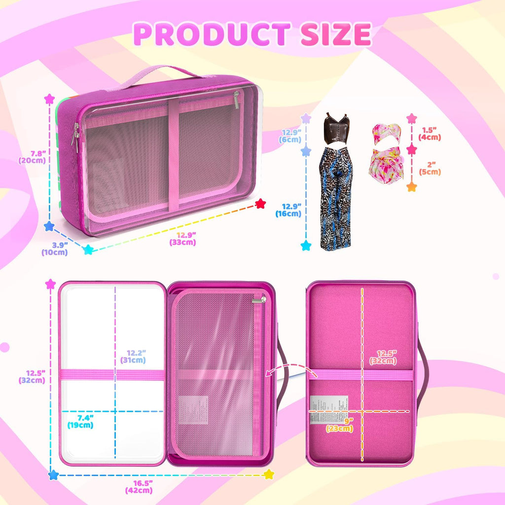 Barbie | 12-Inch Doll Carrying Case - Spacious Design for Dolls & Accessories | Fits 6 Dolls