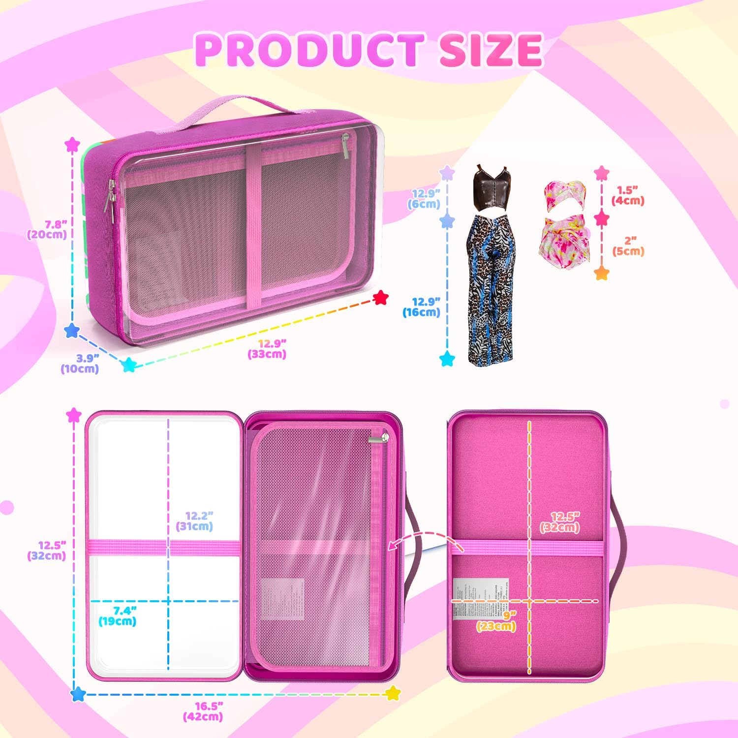 Barbie | 12-Inch Doll Carrying Case - Spacious Design for Dolls & Accessories | Fits 6 Dolls