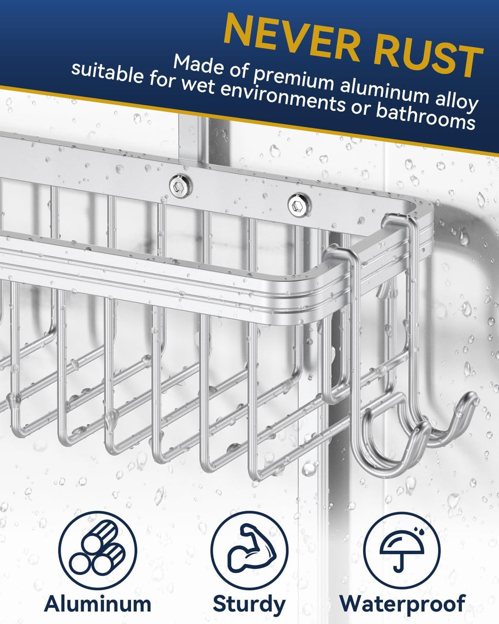 YASONIC 2-Tier Shower Caddy - Versatile Hanging Storage & 3-Pack Corner Organizer Set