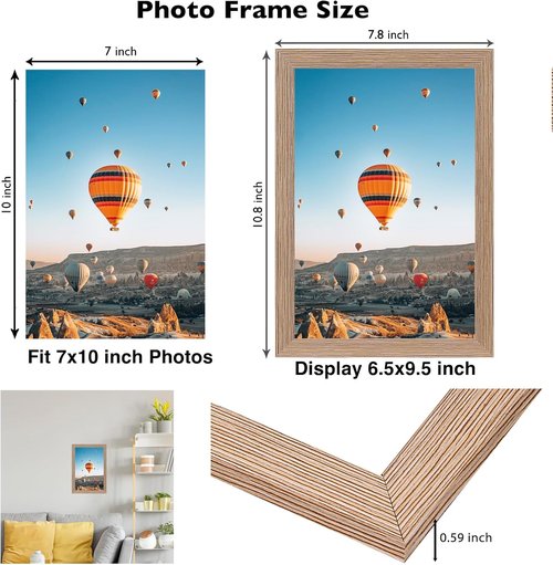 JCJMY 7x10 Picture Frame - Rustic Brown Wall Mounting for Horizontal or Vertical Display