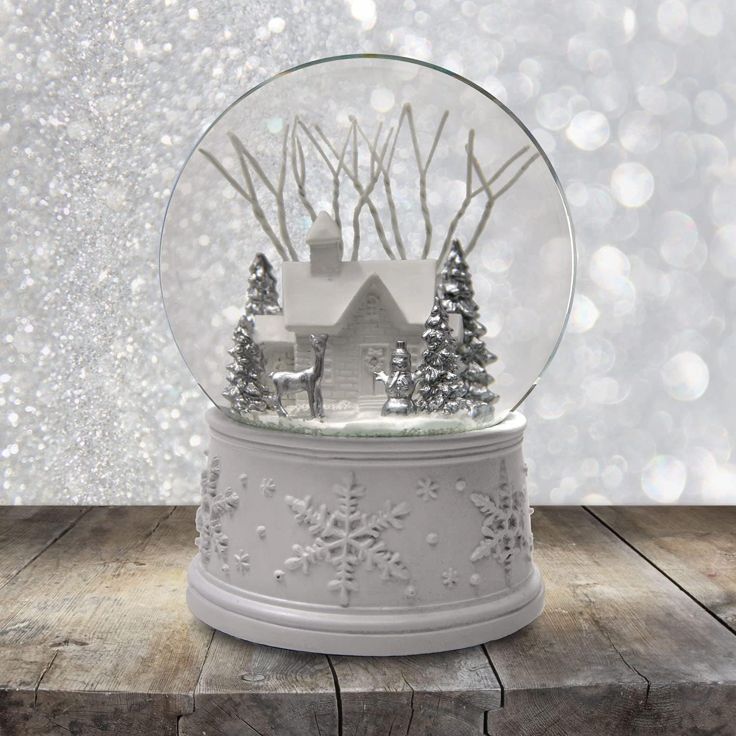 San Francisco Music Box Company - 100MM White Christmas Snow Globe - Festive Holiday Decor