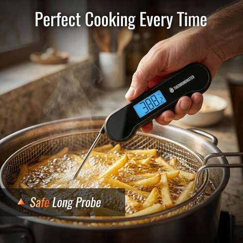 Instant Read Digital Meat Thermometer by [Brand Name] - ±0.5℉ Precision for Cooking & BBQ | Black