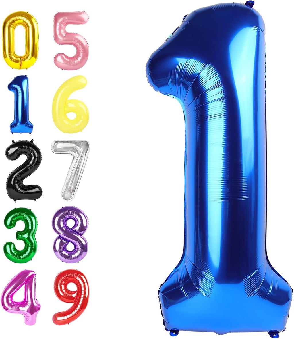 Number Balloons - 40 Inch Blue Foil Number 1 Balloon for Birthday, Baby Shower & Anniversary Decor
