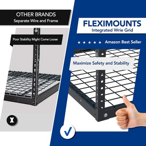 FLEXIMOUNTS 2x8 Garage Storage Rack - Heavy Duty Adjustable Overhead Organization System | 400lbs Capacity, Black
