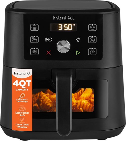 Instant Pot 4Qt Vortex Mini Air Fryer - 6-in-1 Versatility, Custom Programs, Black Finish