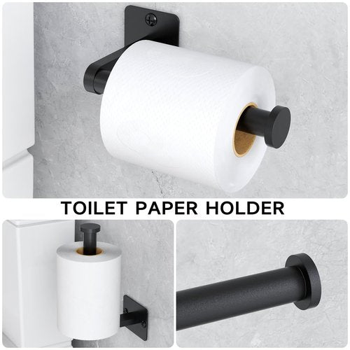 KLJKPA 20 Pieces Bathroom Hardware Set, Black Bathroom Accessories Set, 24 inch Towel Bar, Towel Racks for Bathroom, Robe Towel Hooks, Toilet Paper Holder Wall Mounted