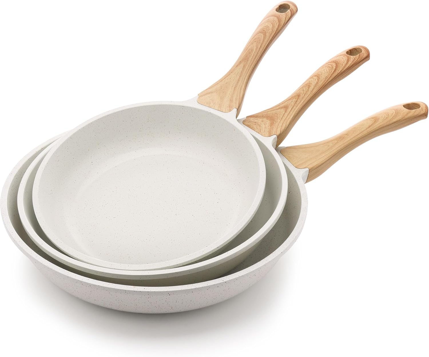 SENSARTE Nonstick Frying Pan Set - White Ceramic Coating Chef's Cookware | PTFE & PFAS Free (9.5, 11, 12.5 Inch)
