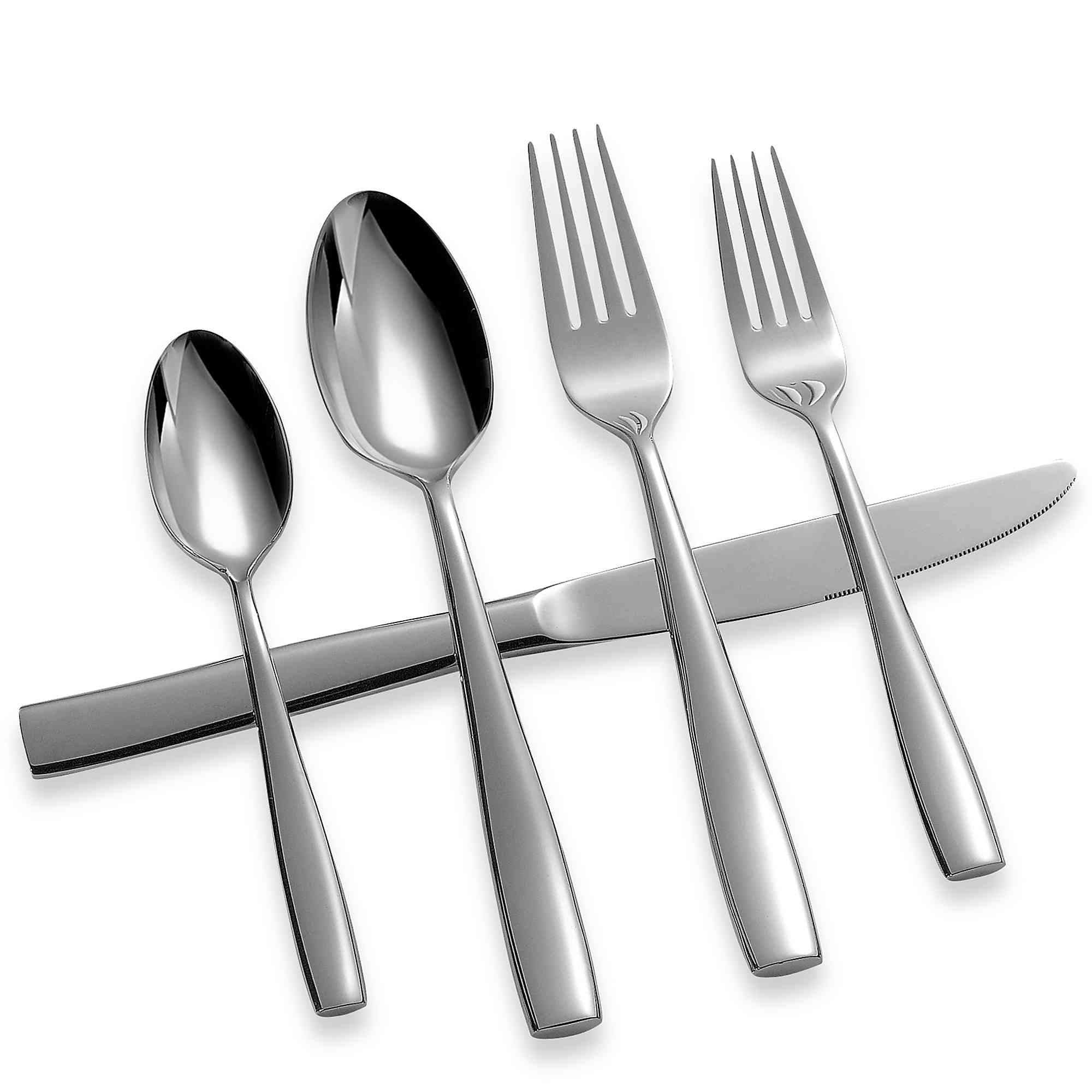 UPware 20-Piece 18/8 Stainless Steel Flatware Set, Service for 4, Include Knives/Forks/Spoons/Teaspoons/Salad Forks, Mirror Polished, Dishwasher Safe (Placid)